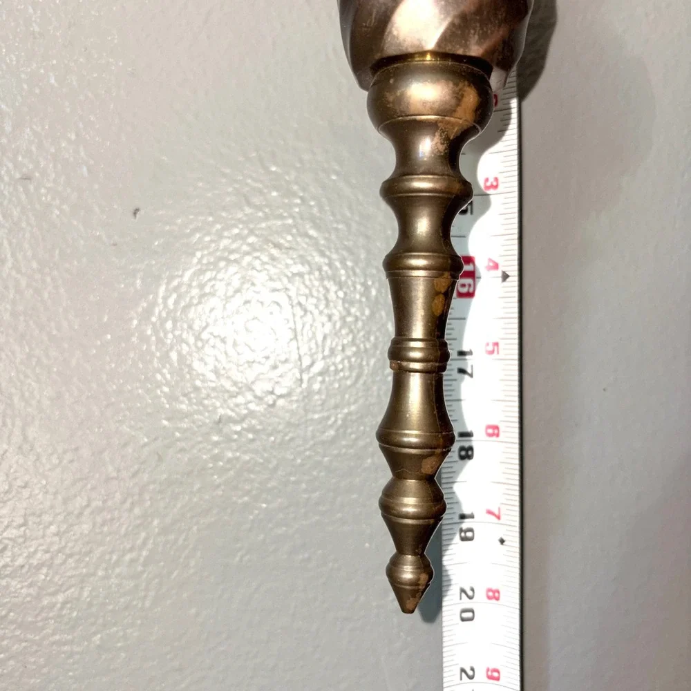 Pair of Vtg Antique Brass Hurricane Wall Sconces with Clear Glass Shades 18in